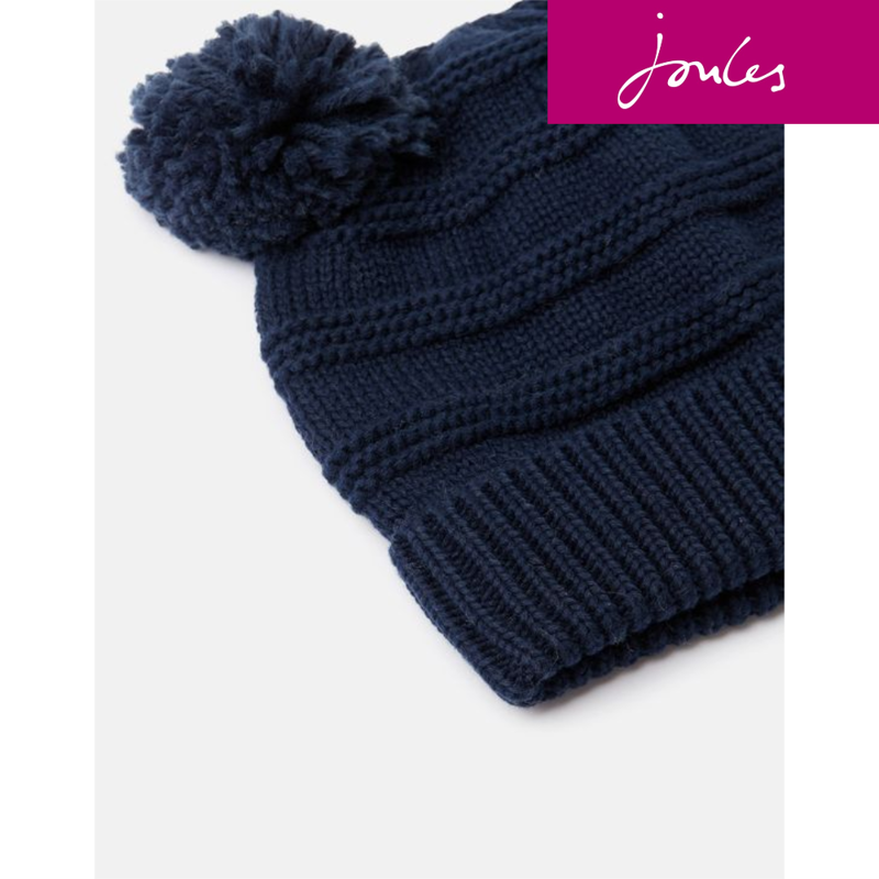 Joules Pom Pom Knitted Hat - French Navy-2